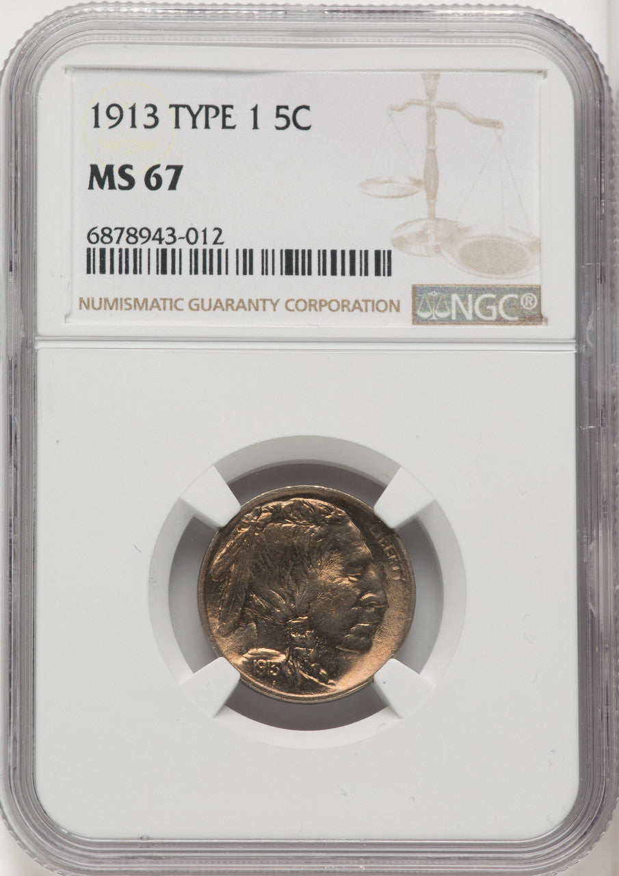 1913 Type One 5C Buffalo Nickel NGC MS67 (768224020)