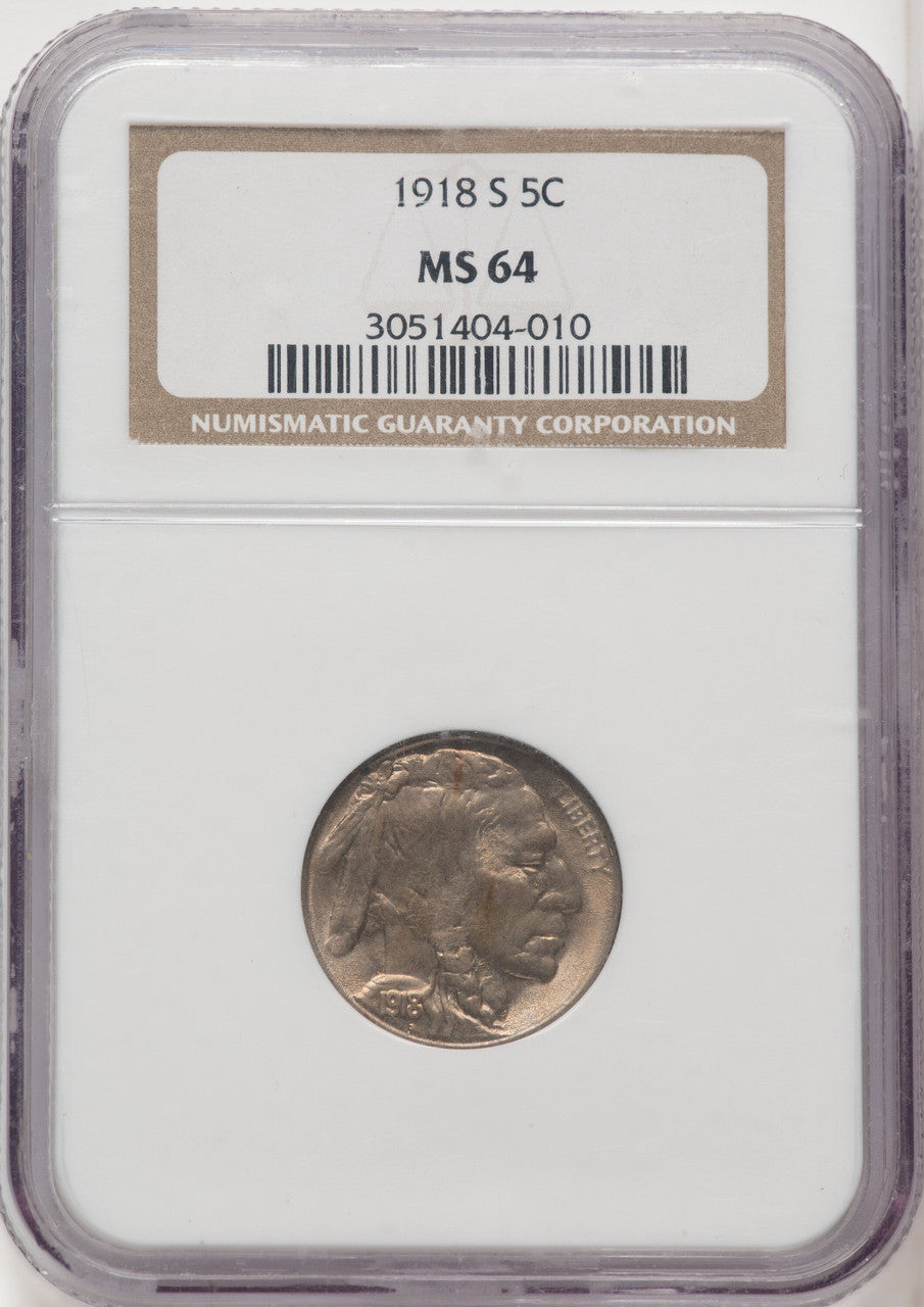 1918-S 5C Buffalo Nickel NGC MS64 (768224009)