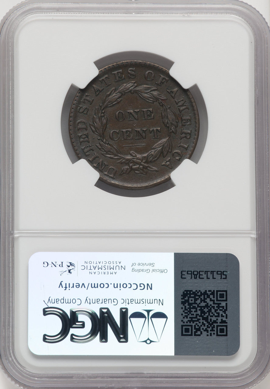1829 1C Medium Letters N-5 BN Large Cent NGC AU55