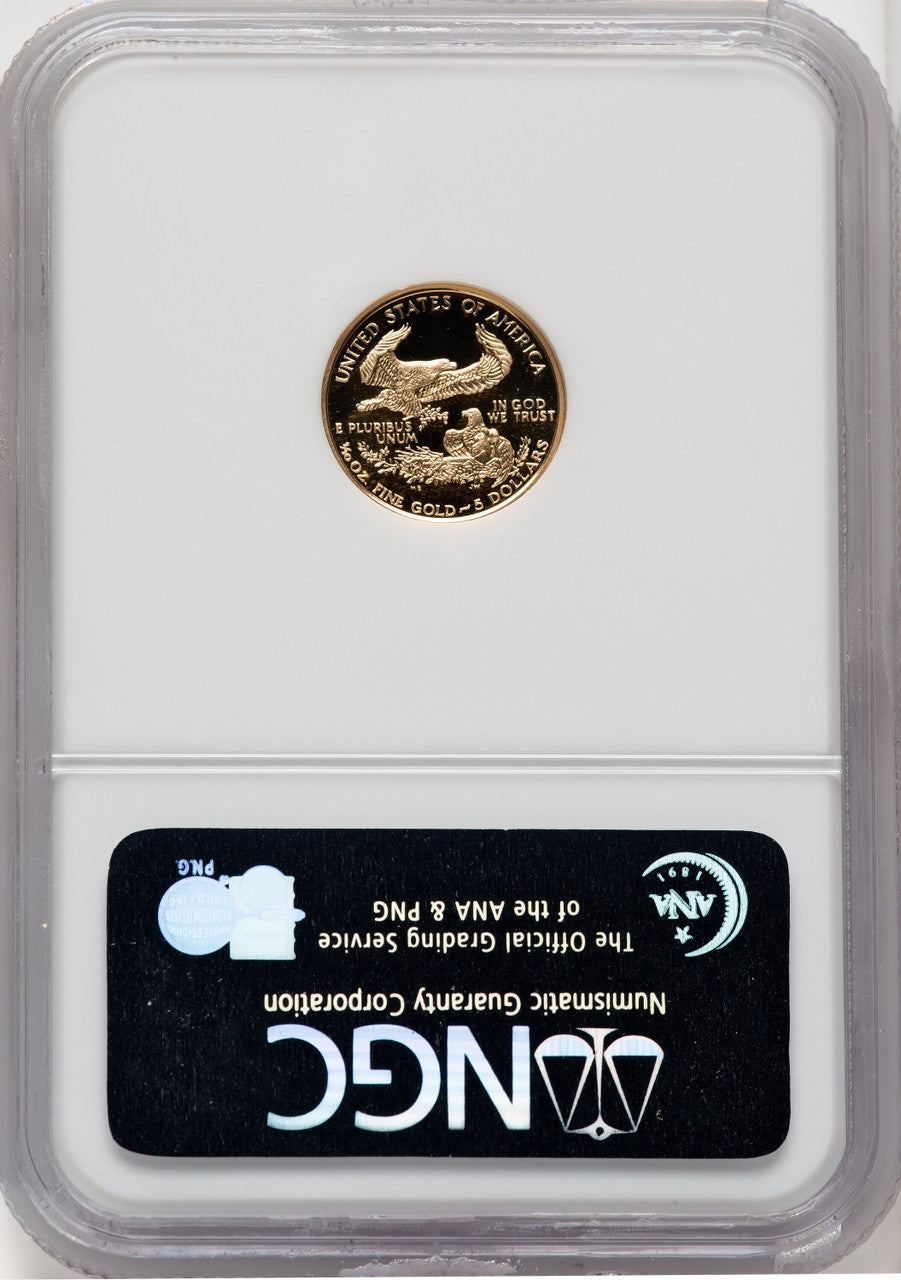 1993-P $5 Tenth-Ounce Gold Eagle Brown Label NGC PF70