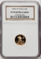 2003-W $5 Tenth-Ounce Gold Eagle Brown Label NGC PF70