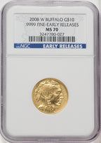 2008-W $10 Buffalo Quarter-Ounce Gold First Strike NGC MS70 (765815011)