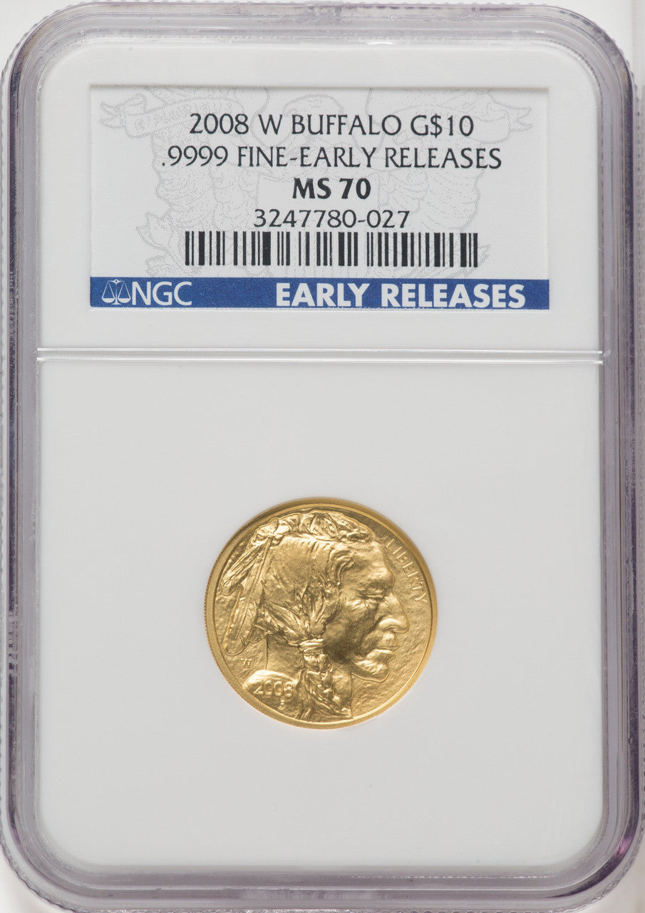 2008-W $10 Buffalo Quarter-Ounce Gold First Strike NGC MS70 (765815011)