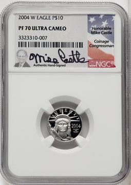 2004-W P$10 Tenth-Ounce Platinum Eagle Mike Castle NGC PF70