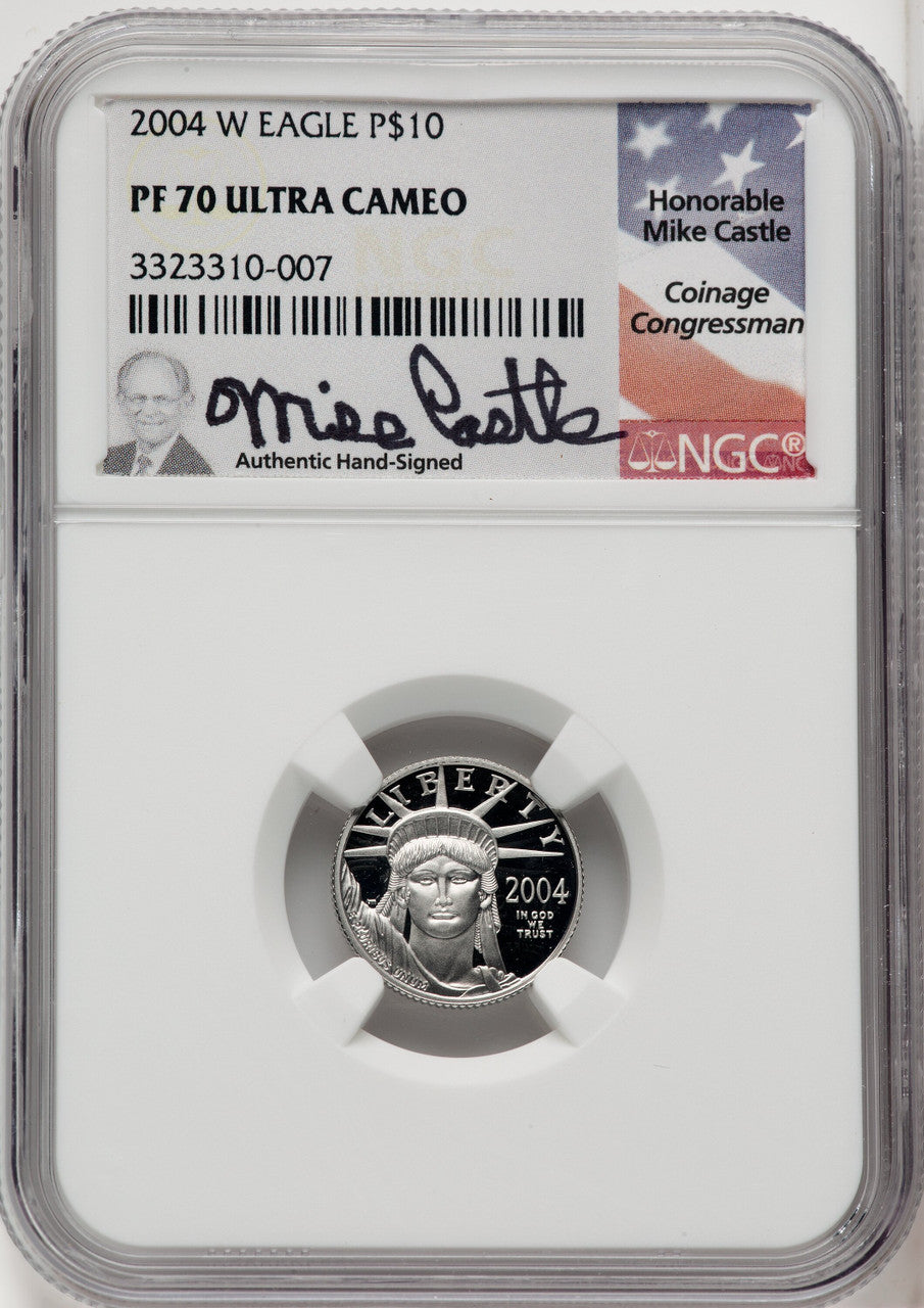2004-W P$10 Tenth-Ounce Platinum Eagle Mike Castle NGC PF70