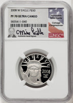 2008-W $50 Half-Ounce Platinum Mike Castle NGC PF70