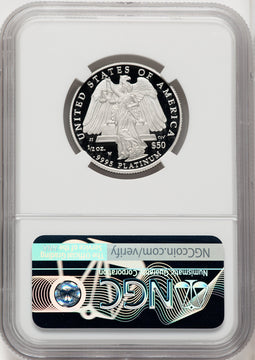 2008-W $50 Half-Ounce Platinum Mike Castle NGC PF70