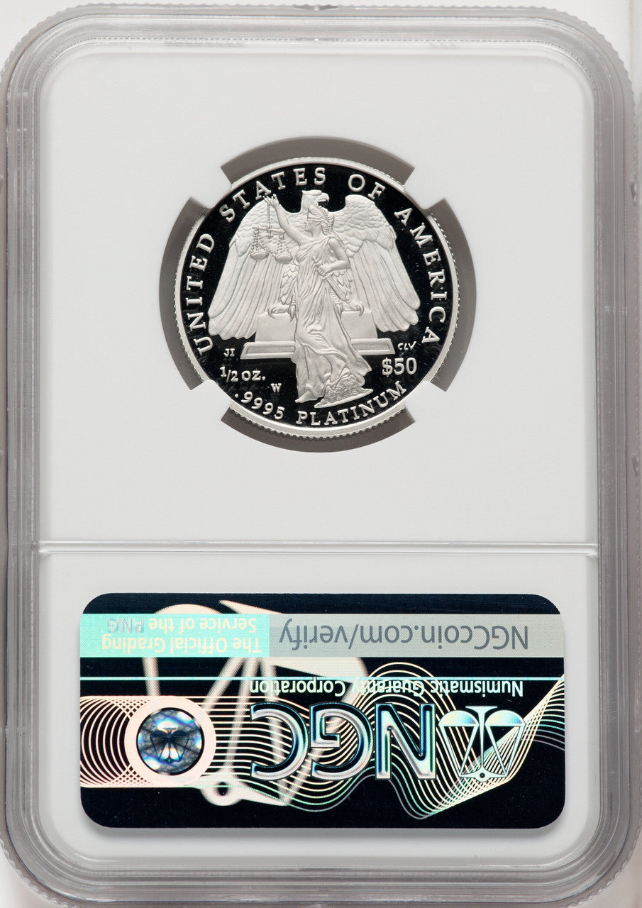 2008-W $50 Half-Ounce Platinum Mike Castle NGC PF70
