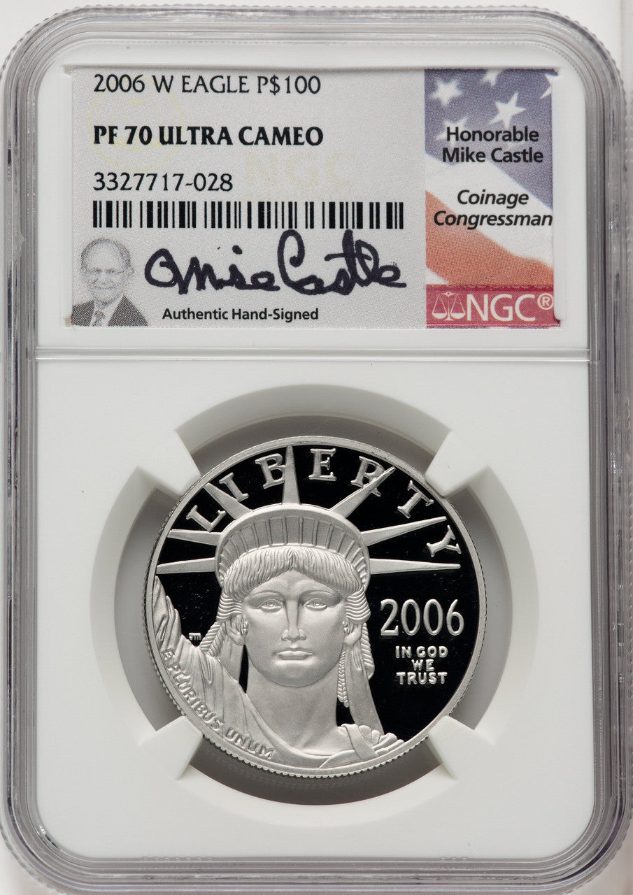 2006-W $100 One-Ounce Platinum Eagle Statue of Liberty Mike Castle NGC PF70