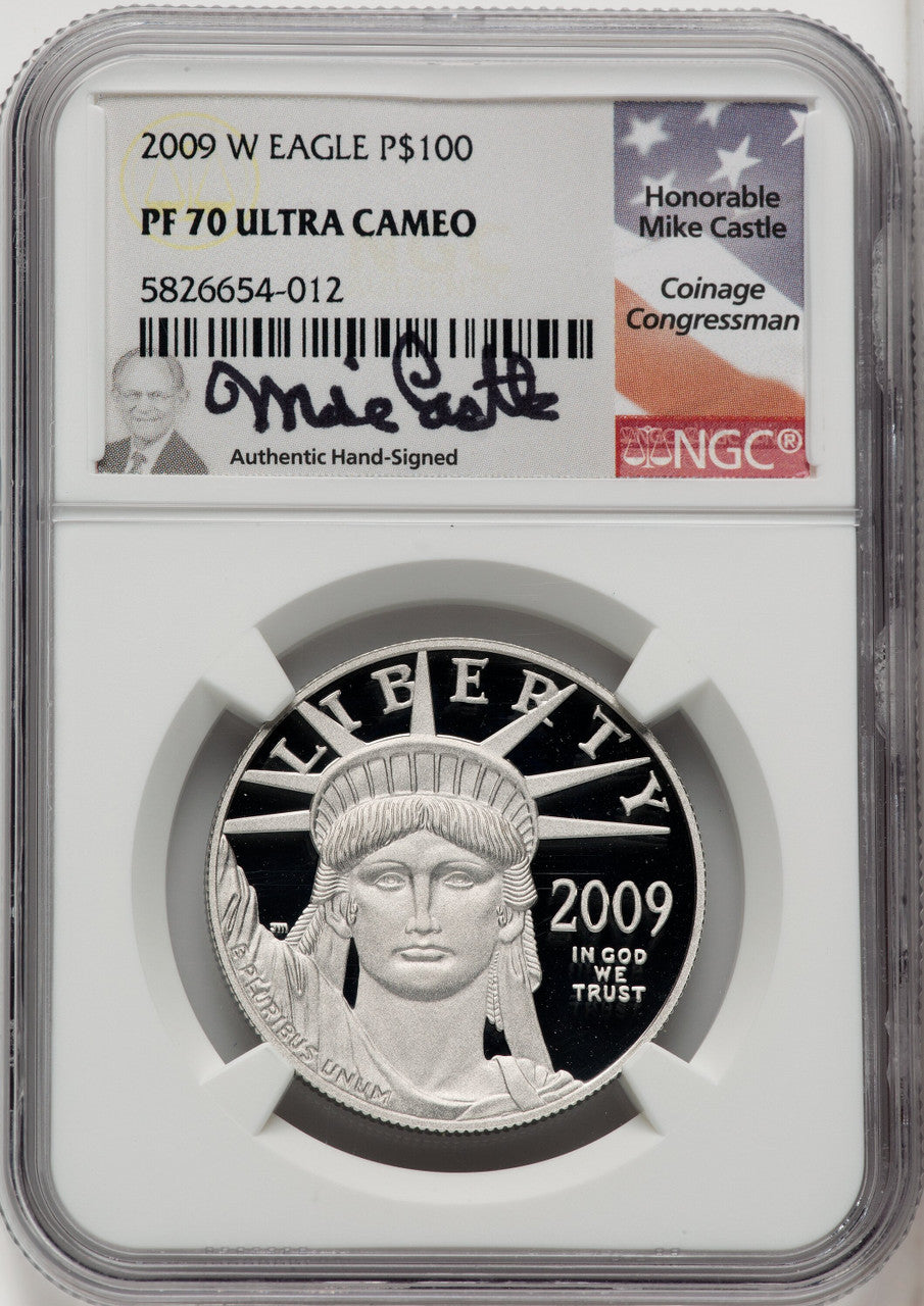 2009-W $100 One-Ounce Platinum Eagle Mike Castle NGC PF70