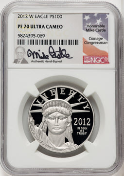 2012-W $100 One-Ounce Platinum Eagle Mike Castle NGC PF70