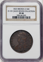 1823 50C Broken 3 Bust Half Dollar NGC XF40