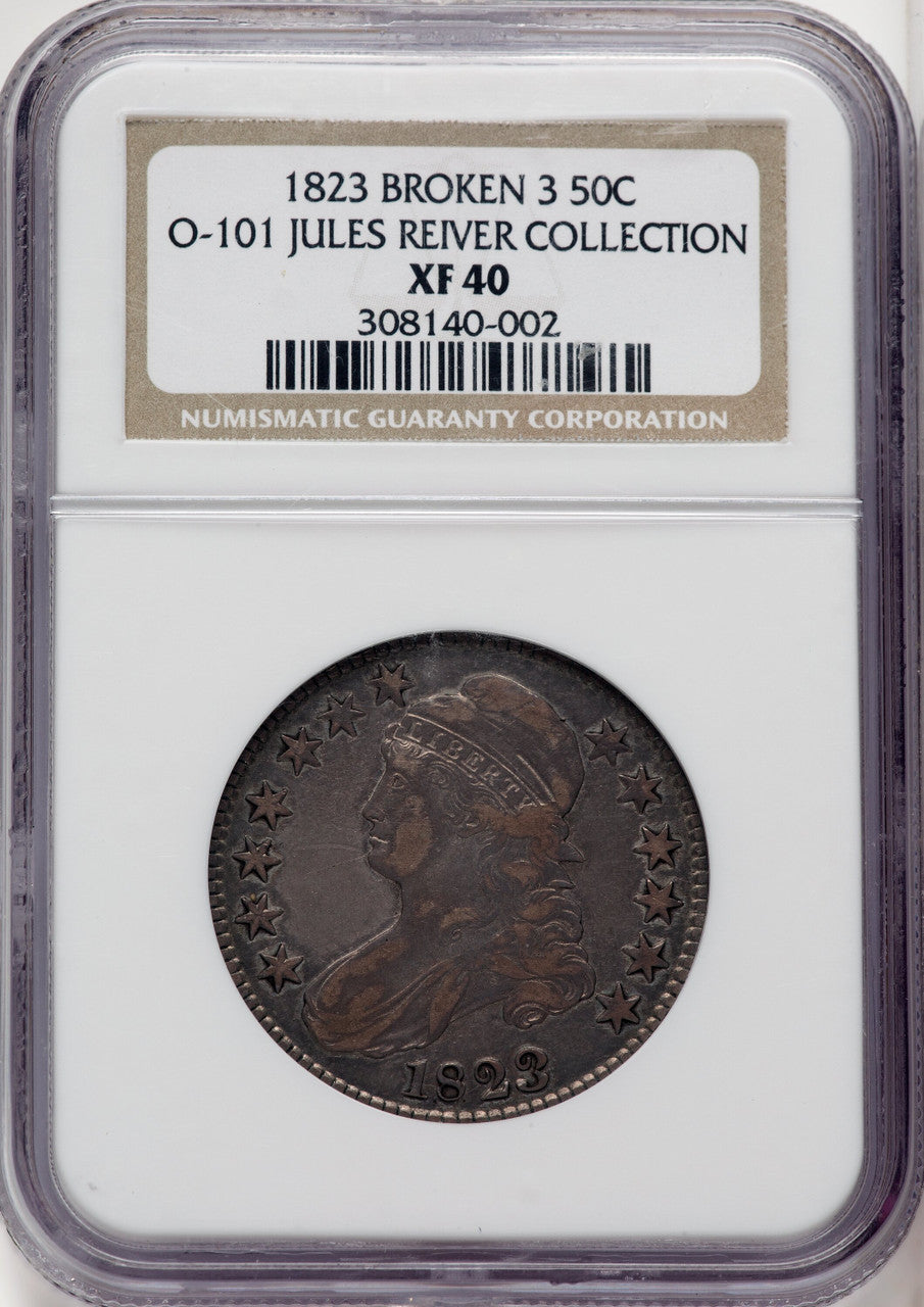 1823 50C Broken 3 Bust Half Dollar NGC XF40