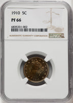 1910 5C Proof Liberty Nickel NGC PR66