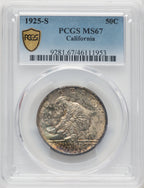 1925-S 50C California Commemorative Silver PCGS MS67