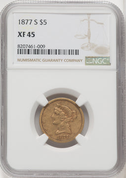 1877-S $5 Liberty Half Eagle NGC XF45