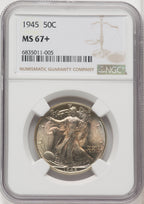1945 50C Walking Liberty Half Dollar NGC MS67+ (768123007)