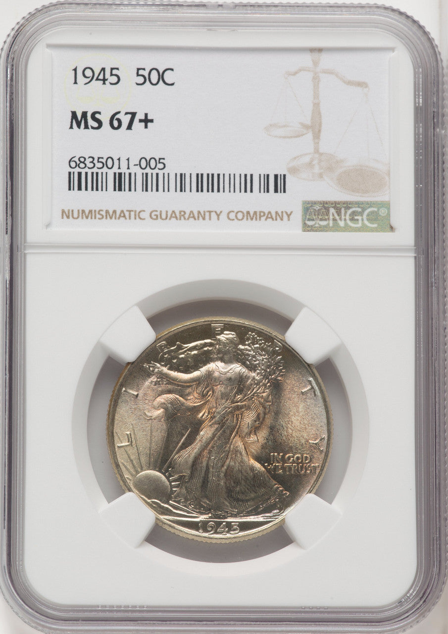 1945 50C Walking Liberty Half Dollar NGC MS67+ (768123007)