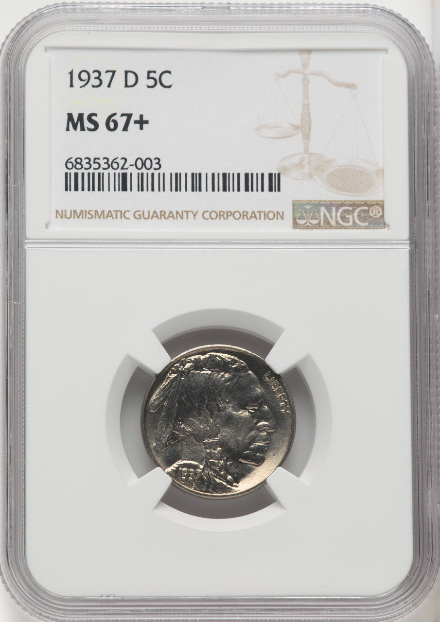 1937-D 5C Buffalo Nickel NGC MS67+ (768123004)