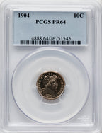 1904 10C Proof Barber Dime PCGS PR64