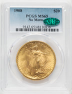 1908 $20 NO MOTTO CAC Saint-Gaudens Double Eagle PCGS MS65