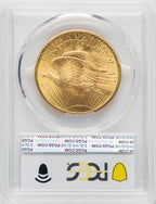 1908 $20 NO MOTTO CAC Saint-Gaudens Double Eagle PCGS MS65