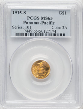 1915-S G$1 PAN-PAC Gold Dollar Commemorative Gold PCGS MS65