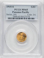 1915-S G$1 PAN-PAC Gold Dollar Commemorative Gold PCGS MS65