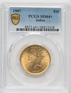 1907 $10 No Motto Indian Eagle PCGS MS64+