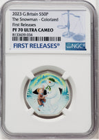2023 G. Britain 50P The Snowman Colorized Coin NGC PF70 UCAM