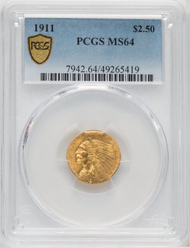 1911 $2.50 Indian Quarter Eagle PCGS MS64 (759027005)