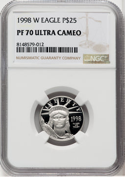 1998-W $25 Quarter-Ounce Platinum Eagle Statue of Liberty Brown Label NGC PF70 (767855080)