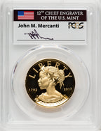 2017-W $100 American Liberty High Relief First Day of Issue Mercanti PCGS PR70