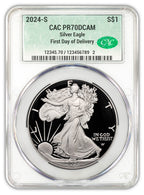 2024-S Proof Silver Eagle First Day of Delivery CAC PR70