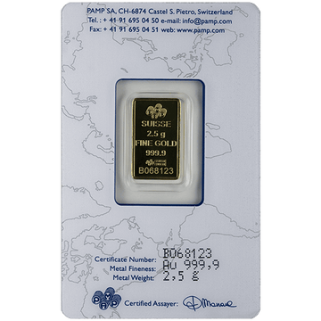 2.5 GRAM GOLD BAR PAMP