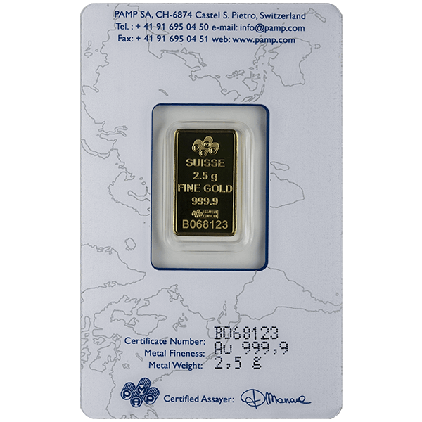 2.5 GRAM GOLD BAR PAMP