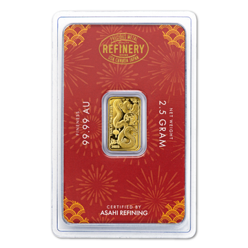 2.5 GRAM GOLD BAR LUNAR SNAKE ASAHI MINT
