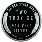 2 OZ SILVER ROUND WHEAT CENT DESIGN GOLDEN STATE MINT