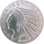 2 OZ SILVER ROUND INCUSE INDIAN DESIGN GOLDEN STATE MINT