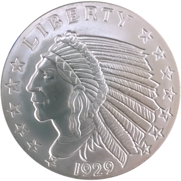 2 OZ SILVER ROUND INCUSE INDIAN DESIGN GOLDEN STATE MINT