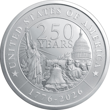 2 OZ SILVER ROUND 250TH ANNIVERSARY GOLDEN STATE MINT