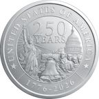 2 OZ SILVER ROUND 250TH ANNIVERSARY GOLDEN STATE MINT