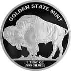 2 OZ SILVER ROUND BUFFALO DESIGN GOLDEN STATE MIN