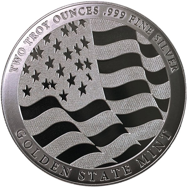 2 OZ SILVER ROUND EAGLE GOLDEN STATE MINT