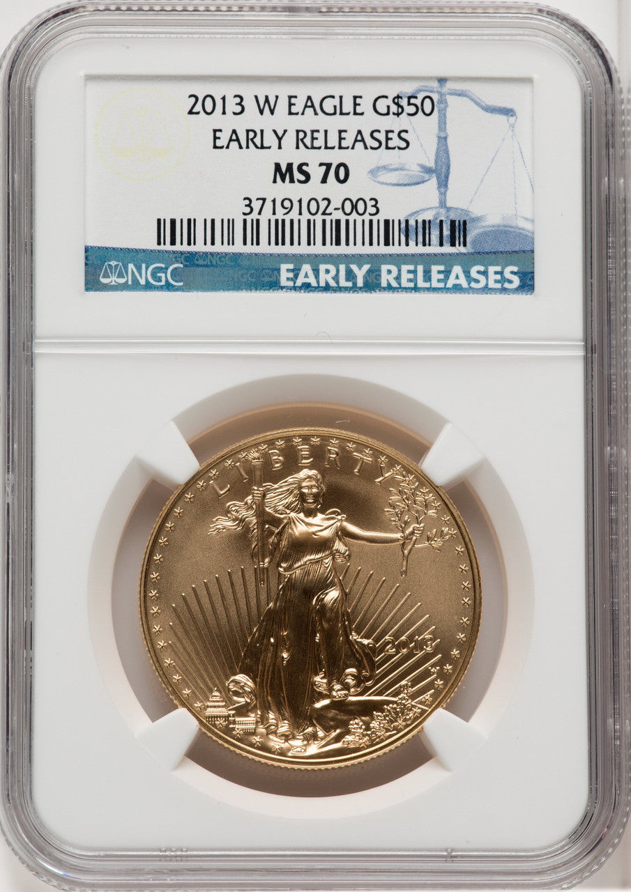 2013-W $50 One-Ounce Gold Eagle First Strike ER Blue NGC MS70