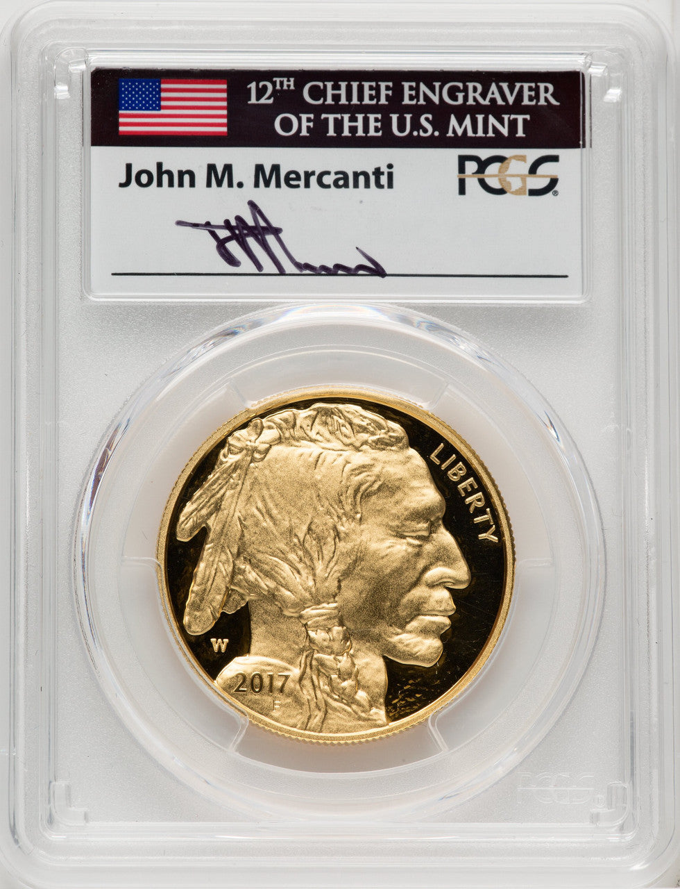 2017-W $50 One-Ounce Gold Buffalo First Day of Issue Mercanti PCGS PR70