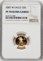 2007-W $5 Tenth-Ounce Gold Eagle Brown Label NGC PF70