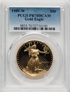 1989-W $50 One-Ounce Gold Eagle Blue Gradient PCGS PR70