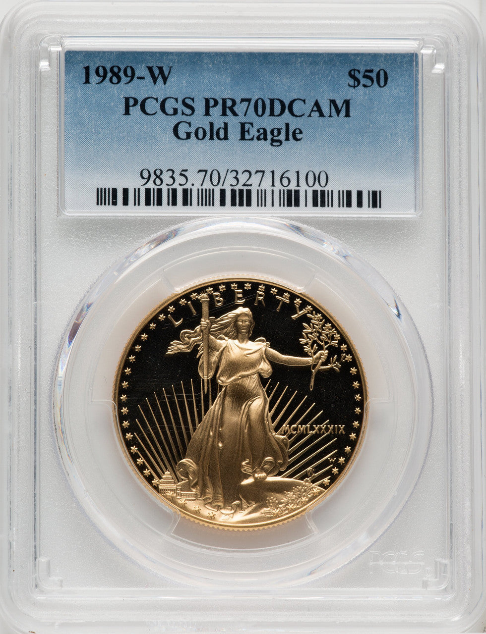 1989-W $50 One-Ounce Gold Eagle Blue Gradient PCGS PR70