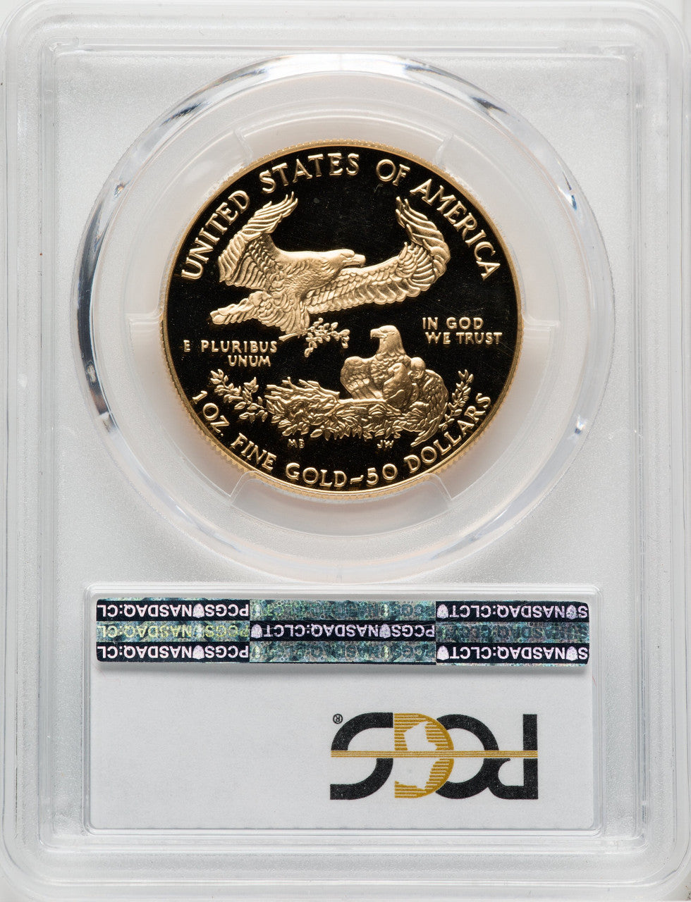 1989-W $50 One-Ounce Gold Eagle Blue Gradient PCGS PR70